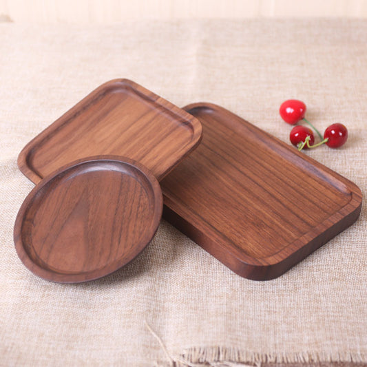Japanese Style Wooden Black Walnut Rectangular Dinner Plate!