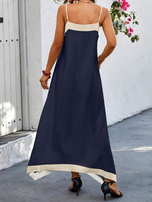 Women’s Two-Tone Sleeveless Casual Summer Maxi Dress