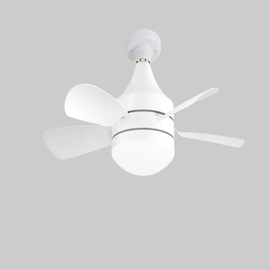Ceiling fan with three-speed regulation feature on a gray background