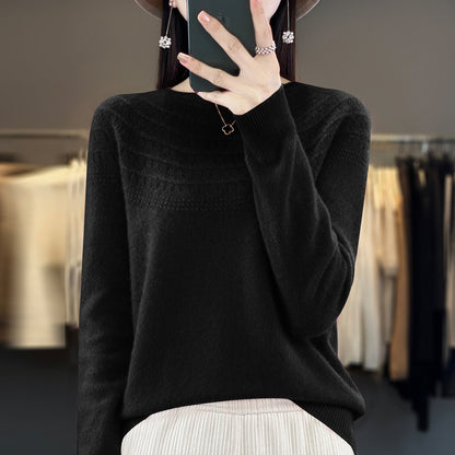 Seamless Front Line Ready-made Garments Curling Collar Hollow Sweater