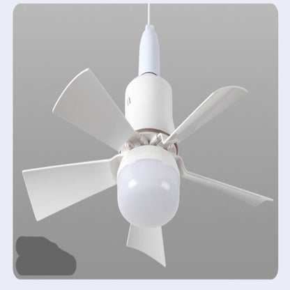 Ceiling fan with light bulb on a gray background