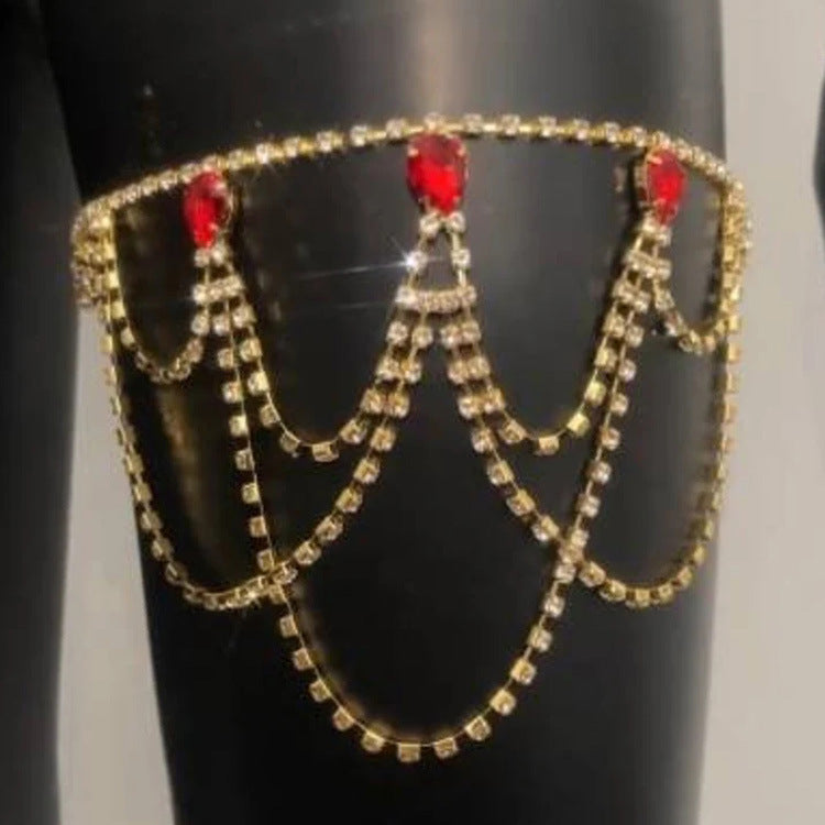 European And American Jewelry Ruby Multi-layer Leg Chain