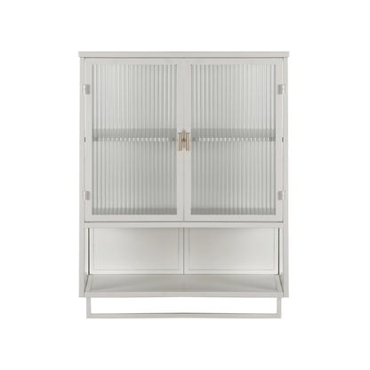Modern Two-Door Wall Cabinet With Glass Doors And Open Shelf