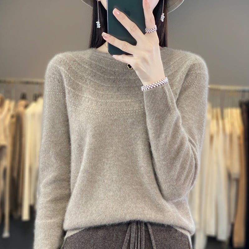 Seamless Front Line Ready-made Garments Curling Collar Hollow Sweater