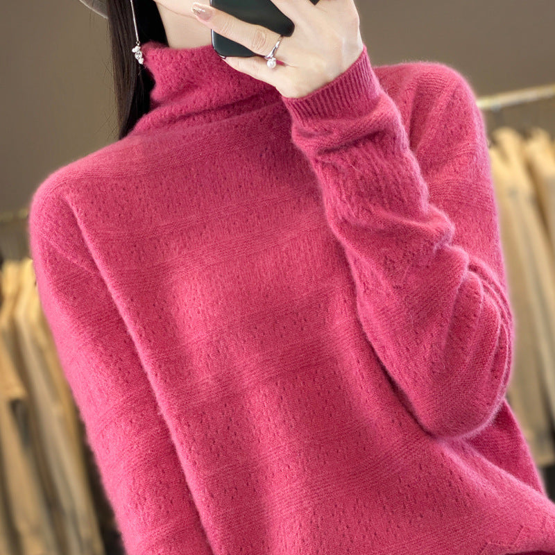 Pile Collar Front Line Ready-made Garments 100 Woolen Sweater For Women