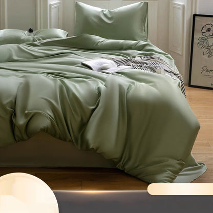 Summer Bed Four-piece Ice Silk Summer Cooling Quilt Cover Fitted Sheet