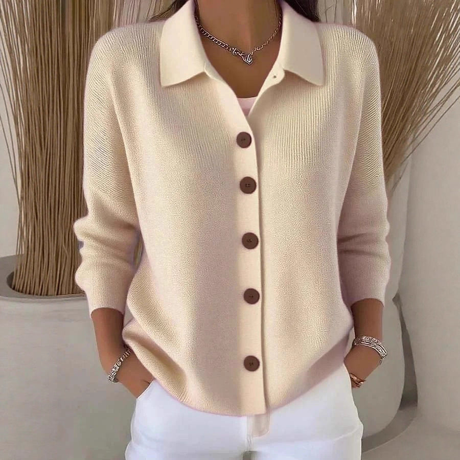 Button-Knitted Lapel Sweater Cardigan Coat for Women- Stylish & Versatile