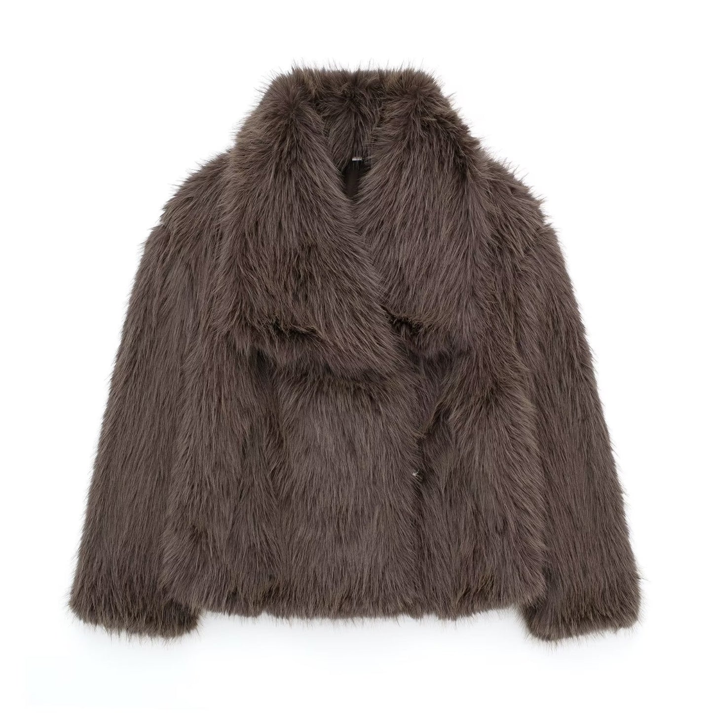 Brown fluffy jacket on a white background