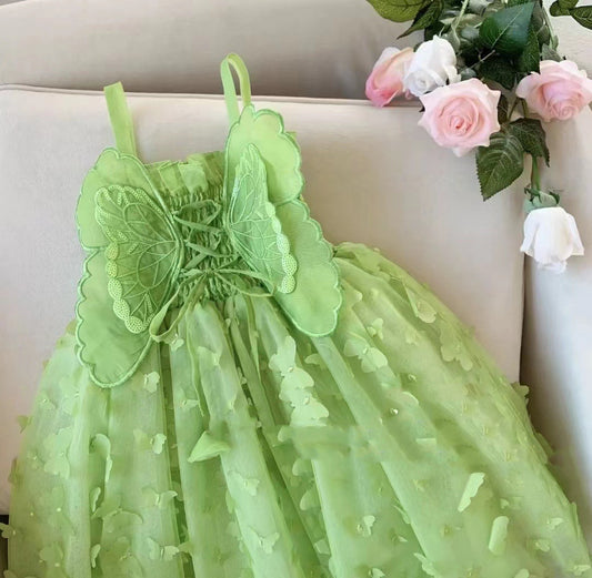 Dress Children's Mesh Skirt Children's Green Butterfly