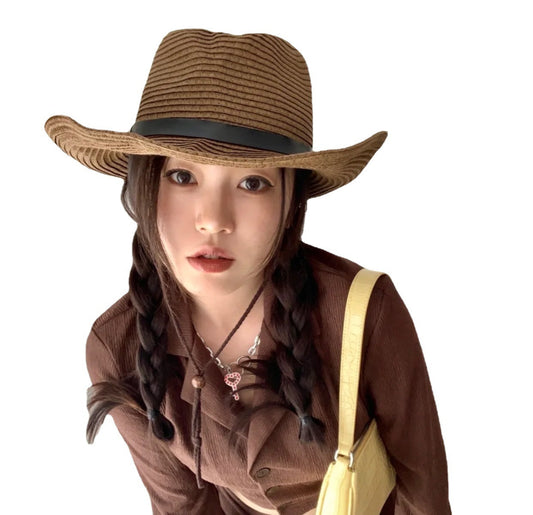 Western Cowboy Hat Summer Woven Cool Hat