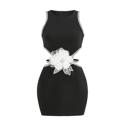 Rhinestone Flower Decoration Graceful Formal Dress