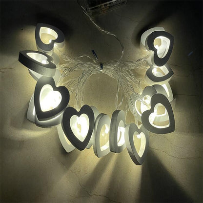 LED Wood Love Heart Lighting Chain String