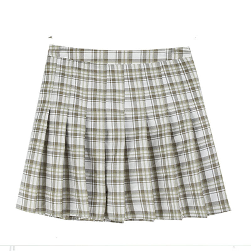 Sweet And Spicy Plaid Pleated Skirt Set Summer College Style Retro Bra Suspender Vest Short White Sunscreen Blouse