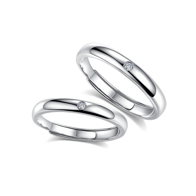 Plain Silver Couple Ring - European and American Simple Versatile Design