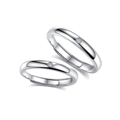Plain Silver Couple Ring - European and American Simple Versatile Design