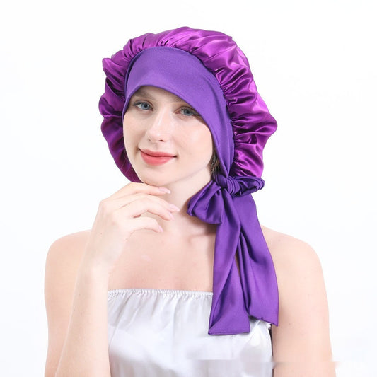 Extra Large Stretch European And American Solid Color Ladies Shower Cap