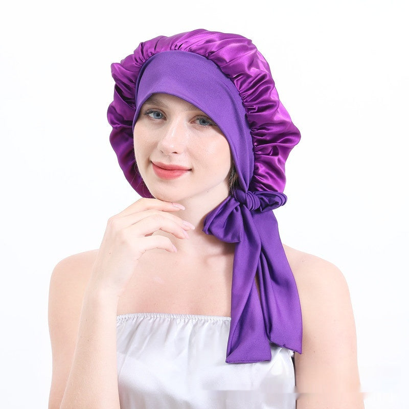 Extra Large Stretch European And American Solid Color Ladies Shower Cap