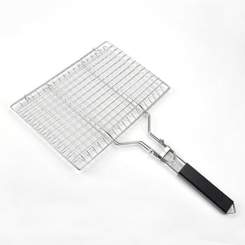 Stainless Steel Barbecue Mesh Basket Square Outdoor Folding