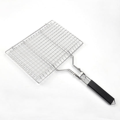 Stainless Steel Barbecue Mesh Basket Square Outdoor Folding