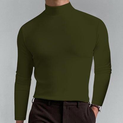 Autumn and Winter High Neck Long Sleeve T-Shirt for Men