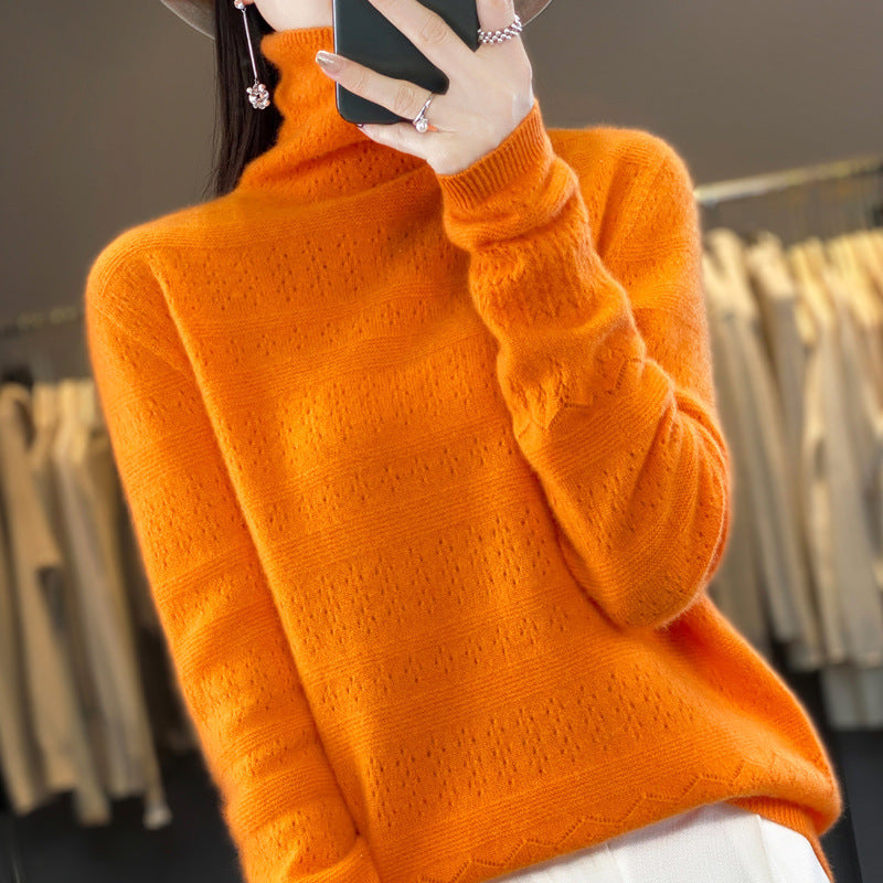 Pile Collar Front Line Ready-made Garments 100 Woolen Sweater For Women