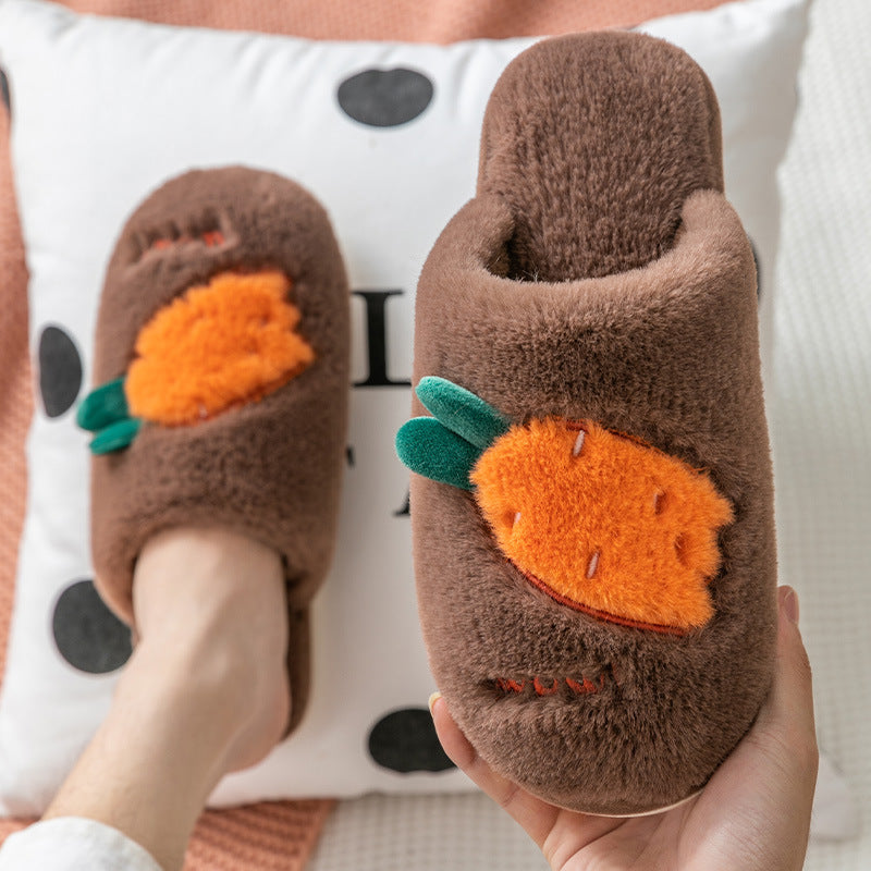 Bag heel thick-soled warm plush cotton slippers