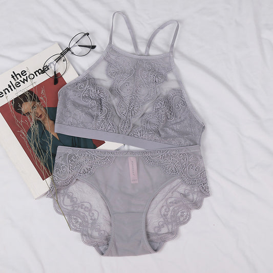 Comfortable Ultra-Thin Bra Set with Embroidery and Jacquard