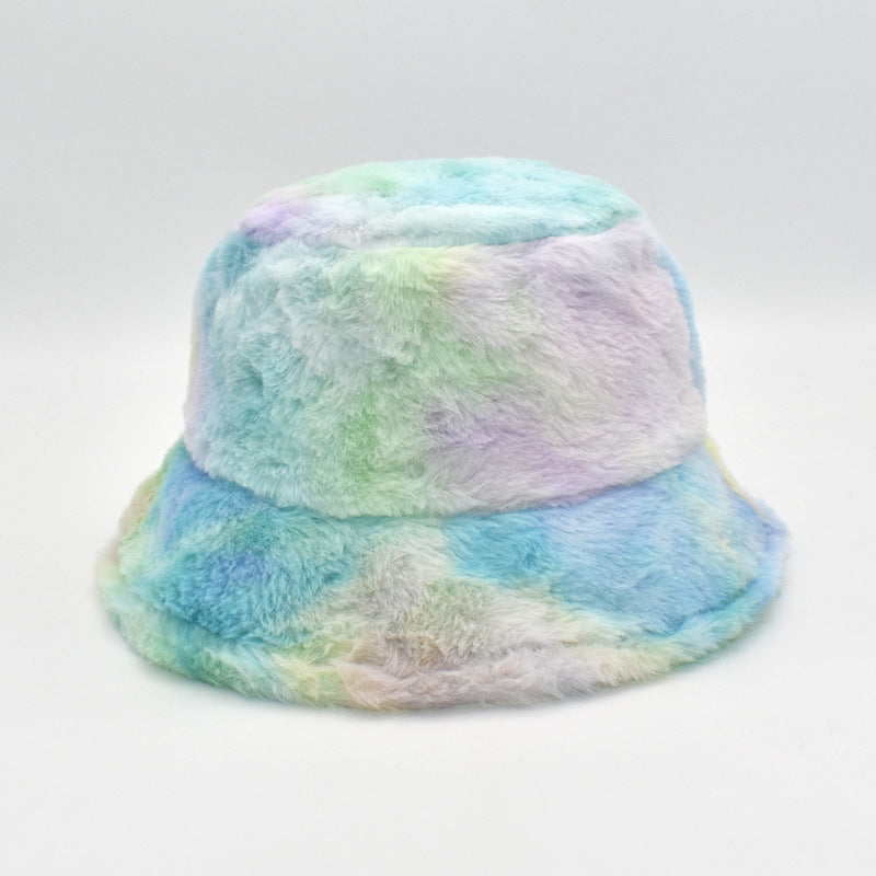 Women's Rainbow Rabbit Hair Fisherman Hat