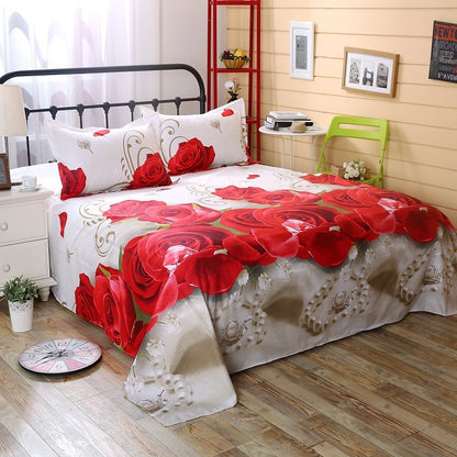 3D single bed sheet three-piece set