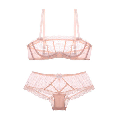 Women's Lace Bra and Underwear Set – Elegant Design with Steel Ring