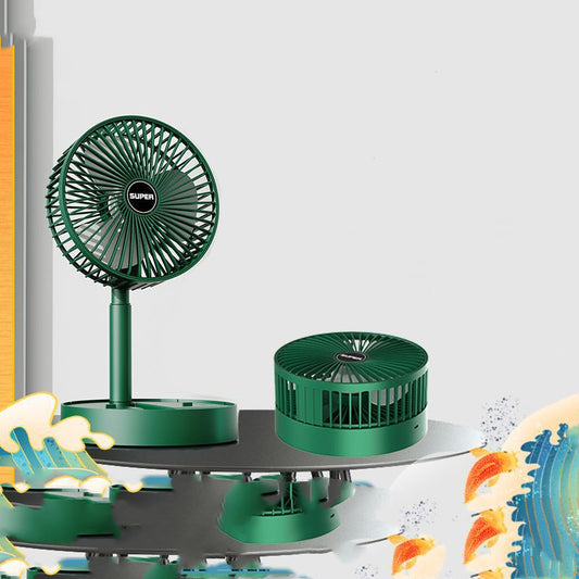 Green portable fan on a white background