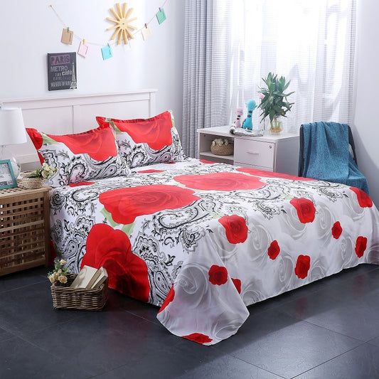 3D single bed sheet three-piece set