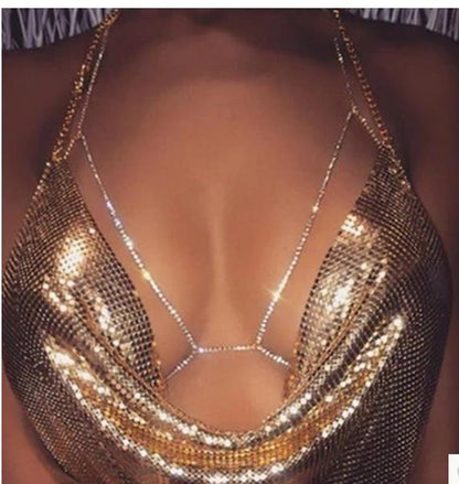 Women's Rhinestone Body Jewelry Necklace – Elegant Body Chain