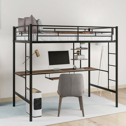 Loft Bed With Desk And Shelf , Space Saving Design,Twin