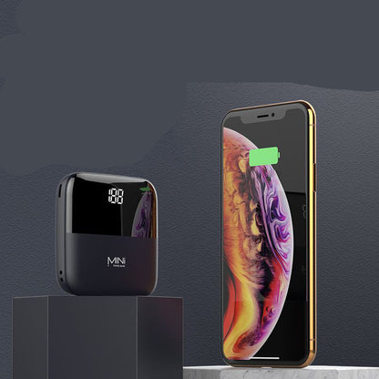 Phone with power bank and text 'Phonex only half body' on a dark background