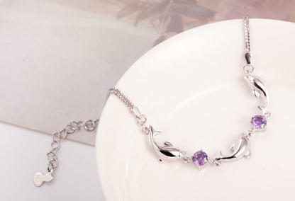Trendy Women 925 Silver Dolphin Bracelet