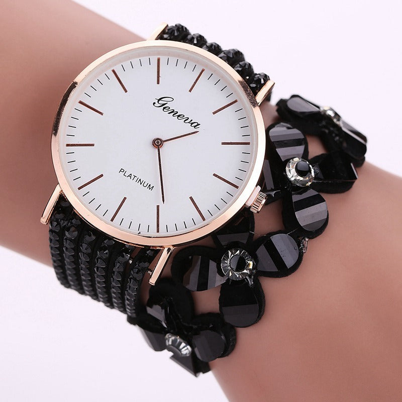 Fashion Geneva Flowers Quartz Ladies Bracelet Watch