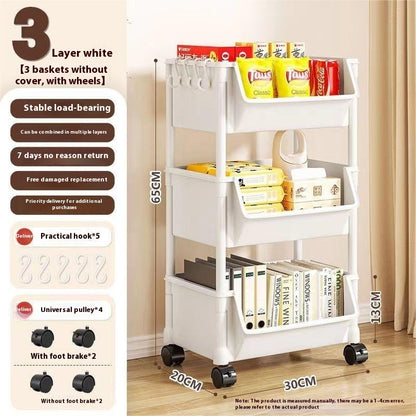 Floor Storage Rack Trolley Multi-layer Living Room And Bedroom With Wheels