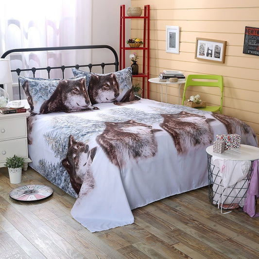 3D single bed sheet three-piece set