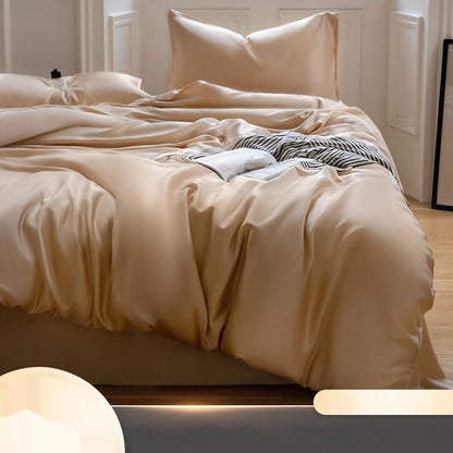 Summer Bed Four-piece Ice Silk Summer Cooling Quilt Cover Fitted Sheet