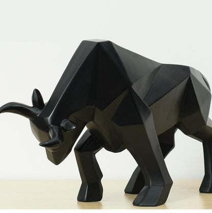 Modern Geometric Resin Bull Sculpture