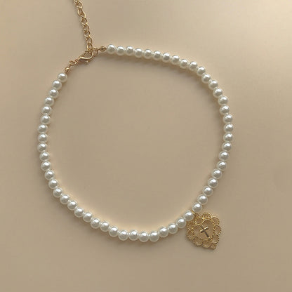 Pearl Necklace Female Cross Love Necklace