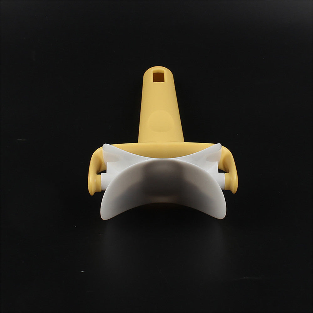 Yellow and white object on a black background