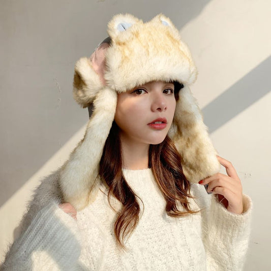 Korean Style Woolen Cartoon Embroidered Cycling Hat