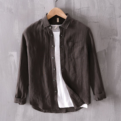 Cotton And Linen Men's Long-sleeved Casual Shirt