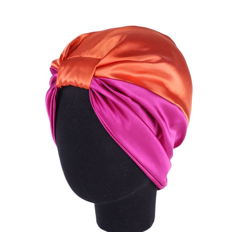 Women's Double-Layer Stretch Satin Turban Night Cap