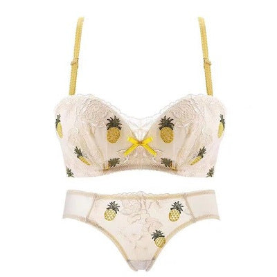 Japanese Cute Lace Bra Set - Thin Mold Cup Design