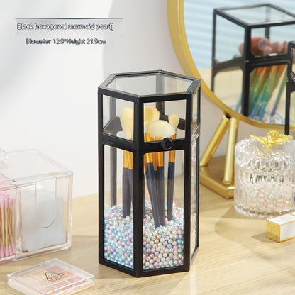 Makeup Brush Glass Storage Container Dustproof Cover
