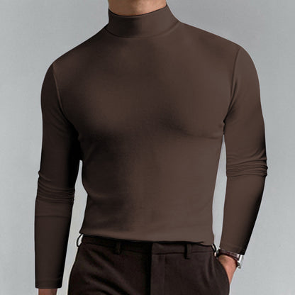 Autumn and Winter High Neck Long Sleeve T-Shirt for Men