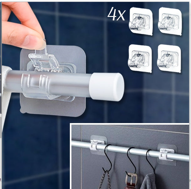 Punch-Free Curtain Rod Hook - Hanging Rod Clip Holder